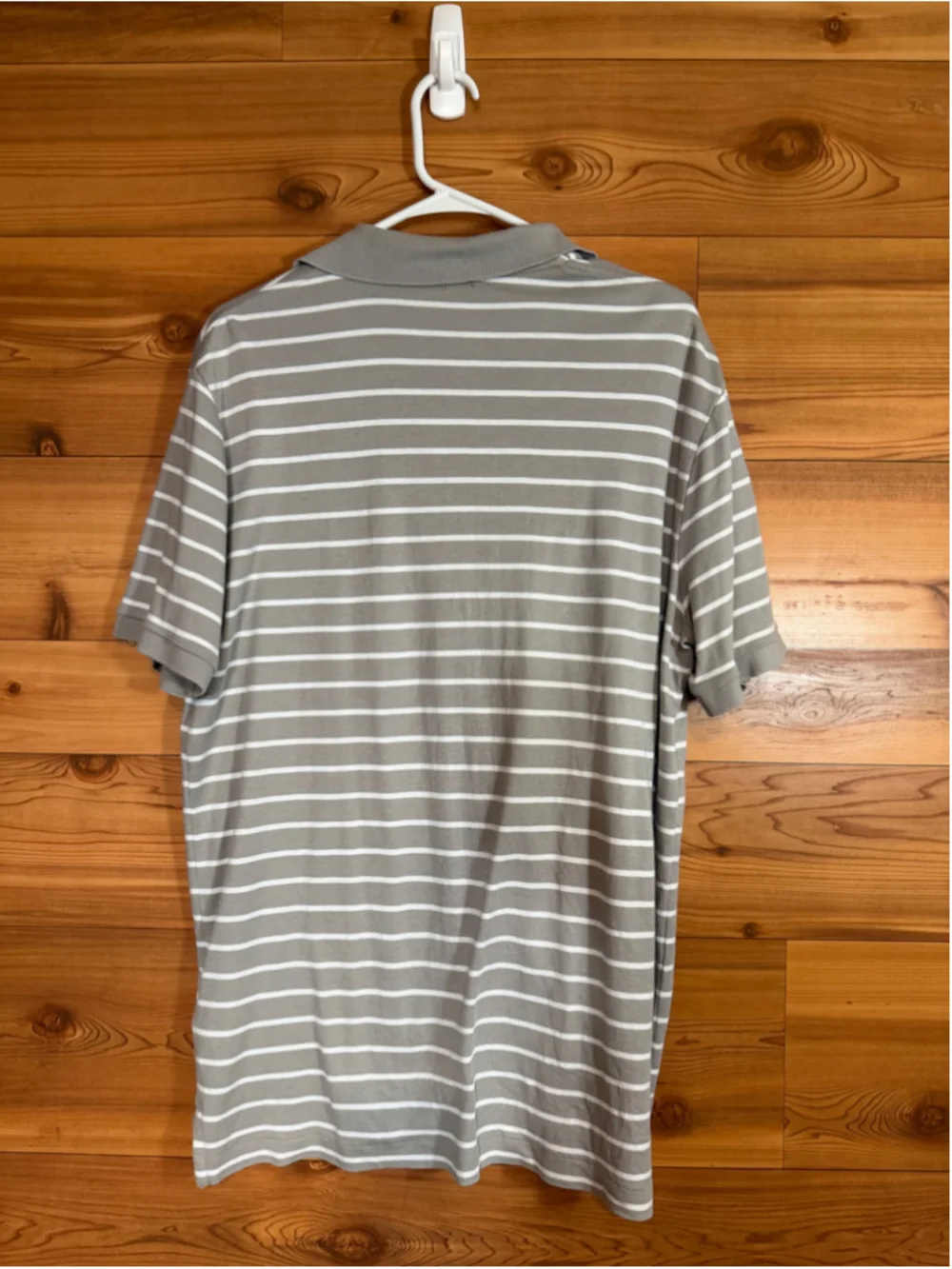 Men's Polo Ralph Lauren Gray White Striped Classic Fit Polo Shirt L